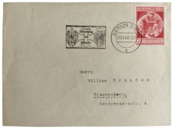 Envelope with Hitler's birthday stamp dated 20.4.40 and postmark