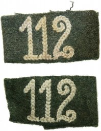Wehrmacht 112 Infantry Regiment Slip-On Tabs for Shoulder Boards.