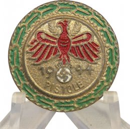 23 mm Tirol Shooting badge in gilded zinc with oakleaves