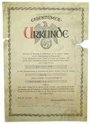 Urkunde - the crtificate of returning the property in the Baltic states by 3rd Reich