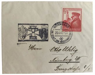 Empty envelope of the 1st day dated April 20, 1940