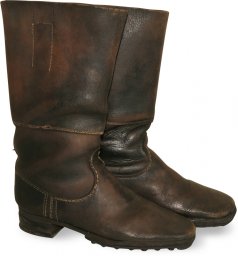 WWII German soldier's brown leather long combat boots for Wehrmacht, Luftwaffe or Waffen SS