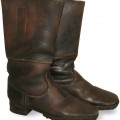 WWII German soldier's brown leather long combat boots for Wehrmacht, Luftwaffe or Waffen SS