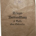 Kriegsverdienstkreuz II Klasse mit Schwertern  envelope  by Friedrich Orth